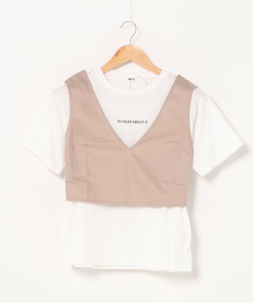 WEGO(ウィゴー)の「WEGO/【2点セット】チノビスチェセットTシャツ(ベスト・レディース・ブルー/ベージュ・FREE)」の16枚目の写真