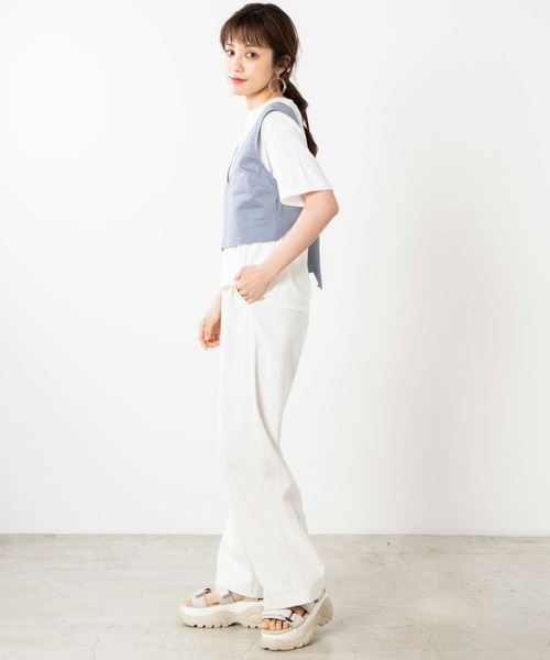 WEGO(ウィゴー)の「WEGO/【2点セット】チノビスチェセットTシャツ(ベスト・レディース・ブルー/ベージュ・FREE)」の21枚目の写真