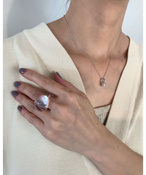 mou（モウ）の「リング型トップパールネックレス（ネックレス・レディース・ゴールド/シルバー・FREE）」の2枚目の写真