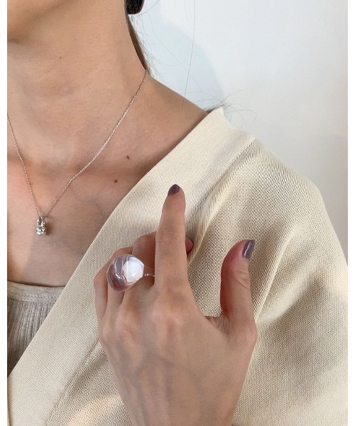 mou（モウ）の「リング型トップパールネックレス（ネックレス・レディース・ゴールド/シルバー・FREE）」の4枚目の写真