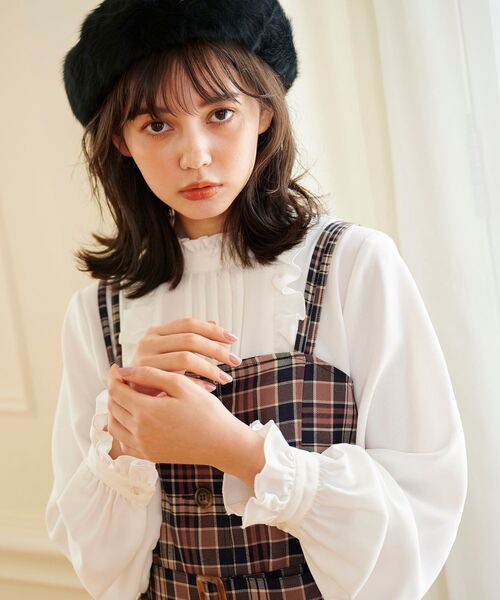 MAJESTIC LEGON（マジェスティックレゴン）の「ヴィンテージフリルブラウス（シャツ/ブラウス・レディース・オフホワイト/ブラック・MEDIUM）」の2枚目の写真