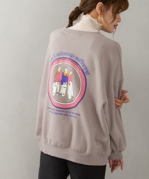 SpRay（スプレイ）の「裏起毛サークルＧＩＲＬスウェット（スウェット・レディース・ブルー/アイボリー/グレイッシュベージュ/スミクロ/ダークオレンジ・FREE）」の4枚目の写真