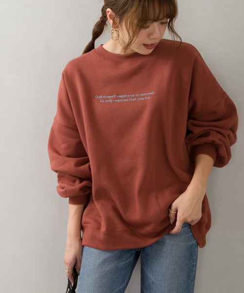 SpRay（スプレイ）の「裏起毛サークルＧＩＲＬスウェット（スウェット・レディース・ブルー/アイボリー/グレイッシュベージュ/スミクロ/ダークオレンジ・FREE）」の5枚目の写真