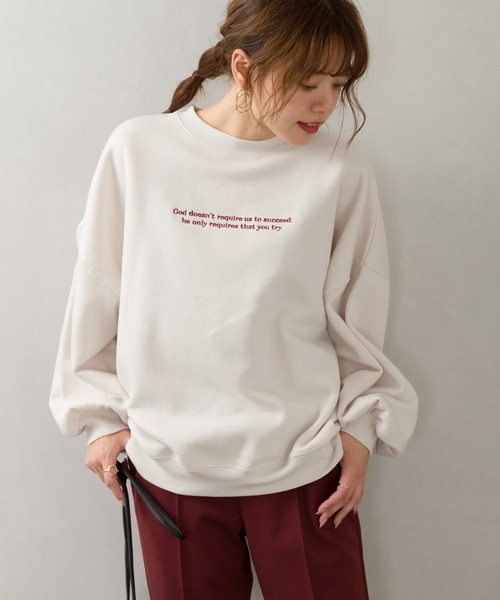 SpRay（スプレイ）の「裏起毛サークルＧＩＲＬスウェット（スウェット・レディース・ブルー/アイボリー/グレイッシュベージュ/スミクロ/ダークオレンジ・FREE）」の8枚目の写真