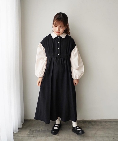 ワンピース ワンピース ドレス Moi異素材配色ワンピース ワンピース Moi Tytto モイテュット のファッション