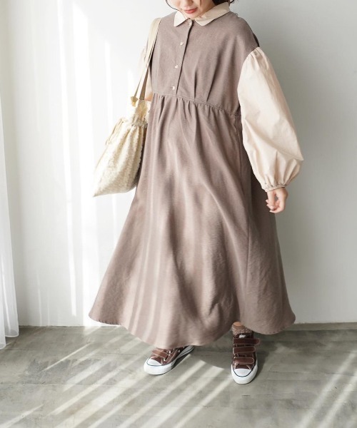 ワンピース ワンピース ドレス Moi異素材配色ワンピース ワンピース Moi Tytto モイテュット のファッション