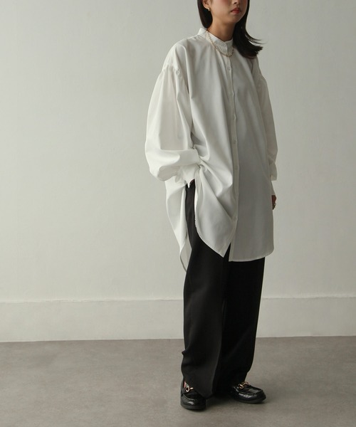 Chillfar（チルファー）の「ボリュームスリーブオーバーサイズシャツ（シャツ/ブラウス・レディース・ホワイト/チャコール/ベージュ/ブラウン/ブラック・FREE）」の19枚目の写真