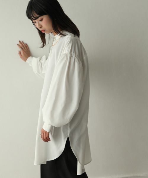 Chillfar（チルファー）の「ボリュームスリーブオーバーサイズシャツ（シャツ/ブラウス・レディース・ホワイト/チャコール/ベージュ/ブラウン/ブラック・FREE）」の20枚目の写真