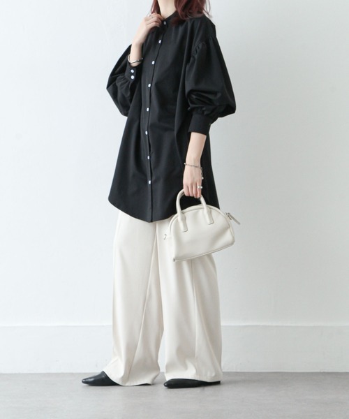 Chillfar（チルファー）の「ボリュームスリーブオーバーサイズシャツ（シャツ/ブラウス・レディース・ホワイト/チャコール/ベージュ/ブラウン/ブラック・FREE）」の8枚目の写真