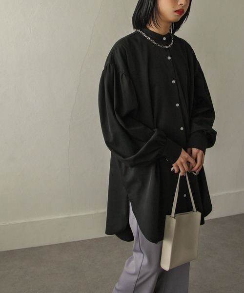 Chillfar（チルファー）の「ボリュームスリーブオーバーサイズシャツ（シャツ/ブラウス・レディース・ホワイト/チャコール/ベージュ/ブラウン/ブラック・FREE）」の16枚目の写真