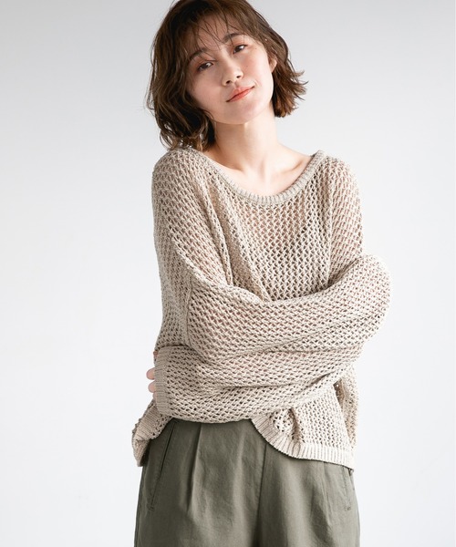 A part by（アパートバイ）の「3GAcNyアミアミプルオーバー　931438（ニット/セーター・レディース・ブラック/ブルー/ライトベージュ・FREE）」の2枚目の写真