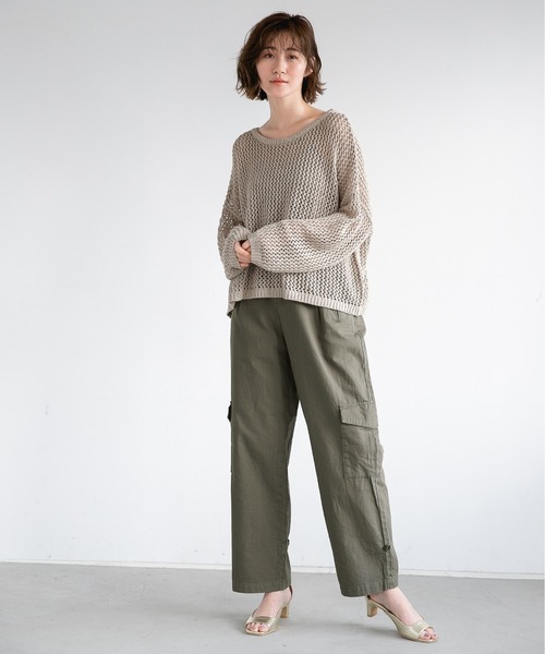 A part by（アパートバイ）の「3GAcNyアミアミプルオーバー　931438（ニット/セーター・レディース・ブラック/ブルー/ライトベージュ・FREE）」の4枚目の写真