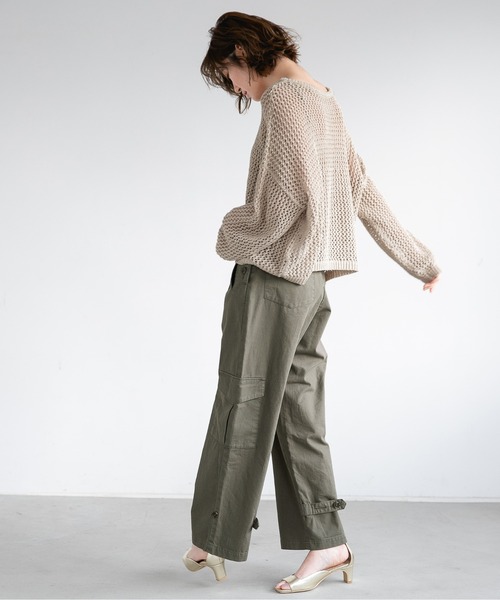 A part by（アパートバイ）の「3GAcNyアミアミプルオーバー　931438（ニット/セーター・レディース・ブラック/ブルー/ライトベージュ・FREE）」の5枚目の写真