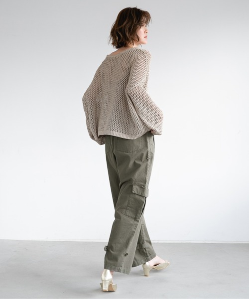 A part by（アパートバイ）の「3GAcNyアミアミプルオーバー　931438（ニット/セーター・レディース・ブラック/ブルー/ライトベージュ・FREE）」の6枚目の写真