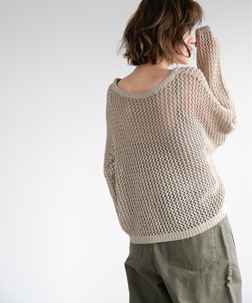 A part by（アパートバイ）の「3GAcNyアミアミプルオーバー　931438（ニット/セーター・レディース・ブラック/ブルー/ライトベージュ・FREE）」の7枚目の写真