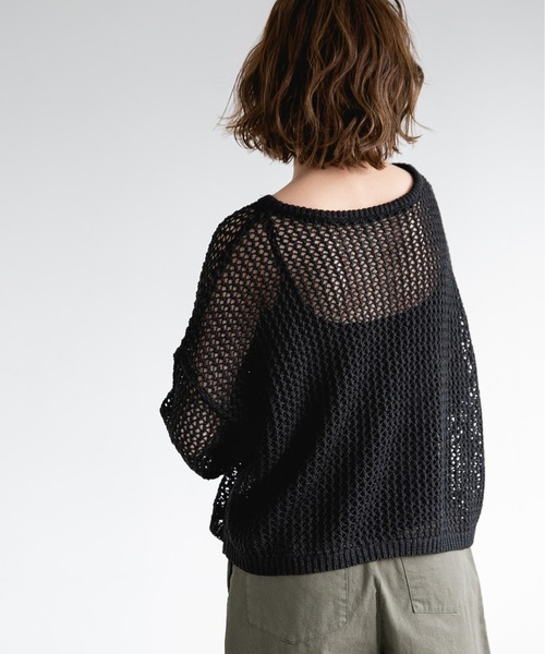 A part by（アパートバイ）の「3GAcNyアミアミプルオーバー　931438（ニット/セーター・レディース・ブラック/ブルー/ライトベージュ・FREE）」の10枚目の写真