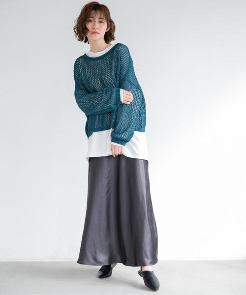 A part by（アパートバイ）の「3GAcNyアミアミプルオーバー　931438（ニット/セーター・レディース・ブラック/ブルー/ライトベージュ・FREE）」の11枚目の写真