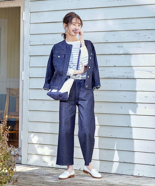 J.PRESS(ジェイプレス)の「【洗える】バスクボーダー プルオーバーカットソー(Tシャツ/カットソー・レディース・黄土色系1/ホワイト系1/サックスブルー系1・MEDIUM/LARGE)」の5枚目の写真