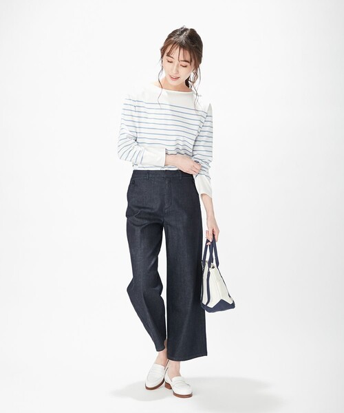 J.PRESS(ジェイプレス)の「【洗える】バスクボーダー プルオーバーカットソー(Tシャツ/カットソー・レディース・黄土色系1/ホワイト系1/サックスブルー系1・MEDIUM/LARGE)」の7枚目の写真
