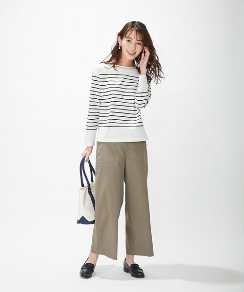 J.PRESS(ジェイプレス)の「【洗える】バスクボーダー プルオーバーカットソー(Tシャツ/カットソー・レディース・黄土色系1/ホワイト系1/サックスブルー系1・MEDIUM/LARGE)」の9枚目の写真