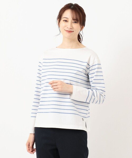 J.PRESS(ジェイプレス)の「【洗える】バスクボーダー プルオーバーカットソー(Tシャツ/カットソー・レディース・黄土色系1/ホワイト系1/サックスブルー系1・MEDIUM/LARGE)」の14枚目の写真