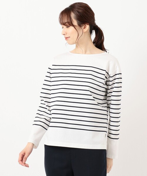 J.PRESS(ジェイプレス)の「【洗える】バスクボーダー プルオーバーカットソー(Tシャツ/カットソー・レディース・黄土色系1/ホワイト系1/サックスブルー系1・MEDIUM/LARGE)」の15枚目の写真