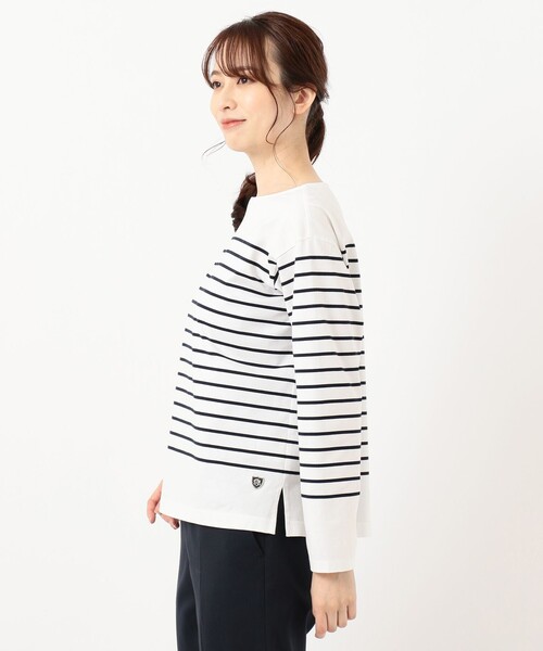 J.PRESS(ジェイプレス)の「【洗える】バスクボーダー プルオーバーカットソー(Tシャツ/カットソー・レディース・黄土色系1/ホワイト系1/サックスブルー系1・MEDIUM/LARGE)」の16枚目の写真