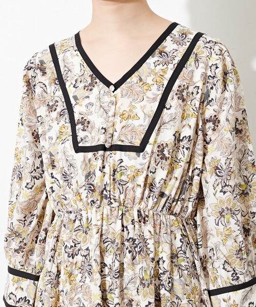 natural couture（ナチュラルクチュール）の「配色テープ使いエスニック柄ワンピース（ワンピース・レディース・オフホワイト/グリーン系その他・FREE）」の21枚目の写真