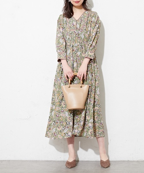 natural couture（ナチュラルクチュール）の「配色テープ使いエスニック柄ワンピース（ワンピース・レディース・オフホワイト/グリーン系その他・FREE）」の12枚目の写真