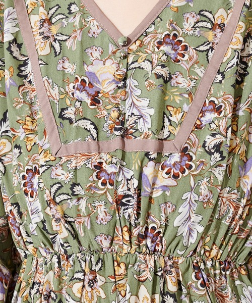 natural couture（ナチュラルクチュール）の「配色テープ使いエスニック柄ワンピース（ワンピース・レディース・オフホワイト/グリーン系その他・FREE）」の15枚目の写真