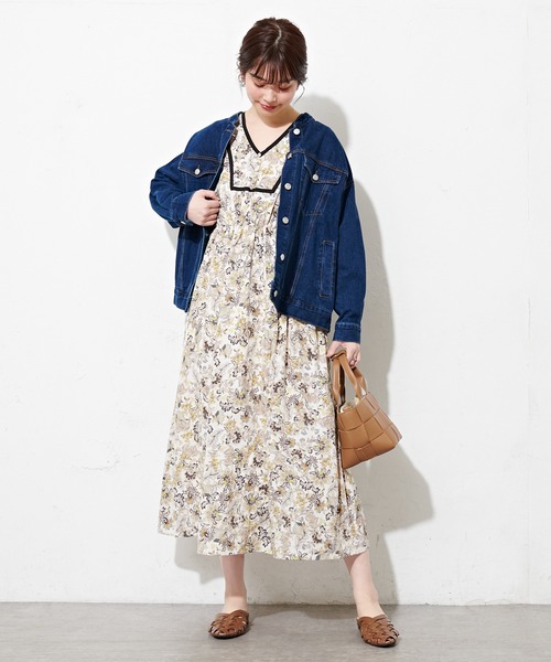 natural couture（ナチュラルクチュール）の「配色テープ使いエスニック柄ワンピース（ワンピース・レディース・オフホワイト/グリーン系その他・FREE）」の7枚目の写真