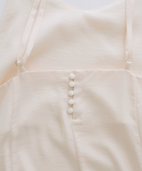 BONLECILL（ボンルシール）の「ヴィンテージサテンバックボタンデザイン レトロキャミワンピース（ワンピース・レディース・グリーン/イエロー/チャコール/オフホワイト/グレー・FREE）」の16枚目の写真