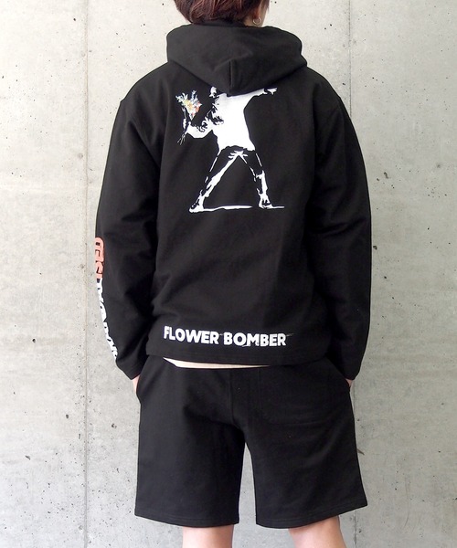 BRANDALISED(ブランダライズド)の「BRANDALISED ブランダライズド BANKSY バンクシー FLOWER BOMBER SETUP セットアップ(パーカー・メンズ・アイボリー/ブラック/杢グレー・MEDIUM/LARGE)」の10枚目の写真