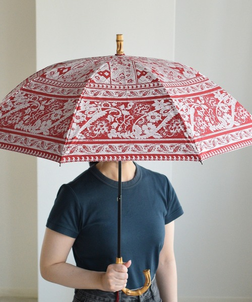 utatane（ウタタネ）の「日傘 完全遮光100％ スライドショート47cm インド更紗パネル バンブー タッセル付（長傘・レディース・ネイビー/レッド/マスタード/ピンク/ブルー/グリーン/ラベンダー・FREE）」の17枚目の写真