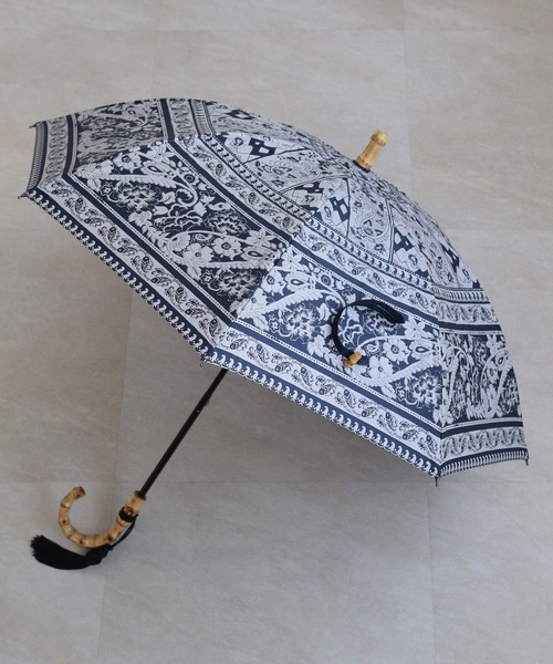 utatane（ウタタネ）の「日傘 完全遮光100％ スライドショート47cm インド更紗パネル バンブー タッセル付（長傘・レディース・ネイビー/レッド/マスタード/ピンク/ブルー/グリーン/ラベンダー・FREE）」の20枚目の写真