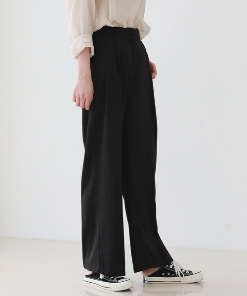 by muni:r（バイ ムニール）の「さらさらハイウエスト ワイド ピンタック ロング スラックス（スラックス・レディース・ベージュ/ブラック/ブルー・MEDIUM/SMALL）」の16枚目の写真