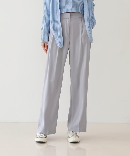 by muni:r（バイ ムニール）の「さらさらハイウエスト ワイド ピンタック ロング スラックス（スラックス・レディース・ベージュ/ブラック/ブルー・MEDIUM/SMALL）」の8枚目の写真