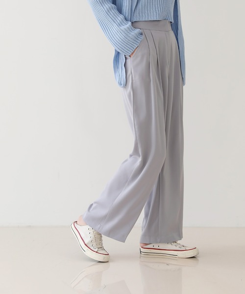 by muni:r（バイ ムニール）の「さらさらハイウエスト ワイド ピンタック ロング スラックス（スラックス・レディース・ベージュ/ブラック/ブルー・MEDIUM/SMALL）」の11枚目の写真