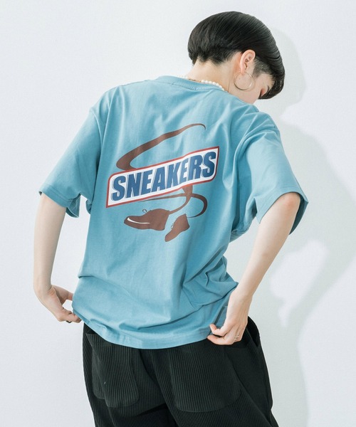 Ressaca(レサーカ)の「オーバーサイズ パロディロゴプリント 半袖ビッグTee(Tシャツ/カットソー・メンズ・ブラック/パープル/オフホワイト/サックスブルー/グリーン/ホワイト系その他/ブラック系その他/ベージュ系その他/グリーン系その他/ブルー系その他/パープル系その他/グレイッシュベージュ・S/M/L)」の14枚目の写真