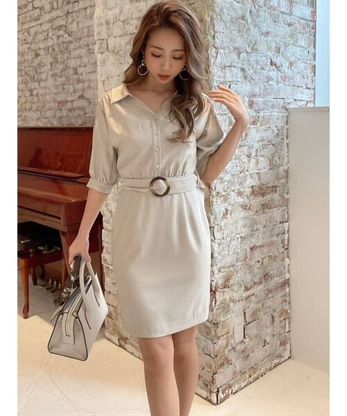 RESEXXY（リゼクシー）の「フロントボタンタイトワンピース（ワンピース・レディース・ベージュ/ブラウン/オレンジ・FREE）」の5枚目の写真