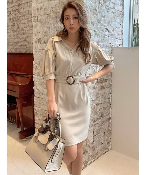 RESEXXY（リゼクシー）の「フロントボタンタイトワンピース（ワンピース・レディース・ベージュ/ブラウン/オレンジ・FREE）」の6枚目の写真