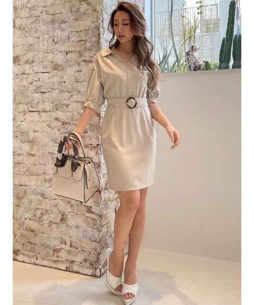 RESEXXY（リゼクシー）の「フロントボタンタイトワンピース（ワンピース・レディース・ベージュ/ブラウン/オレンジ・FREE）」の10枚目の写真