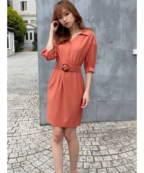 RESEXXY（リゼクシー）の「フロントボタンタイトワンピース（ワンピース・レディース・ベージュ/ブラウン/オレンジ・FREE）」の11枚目の写真