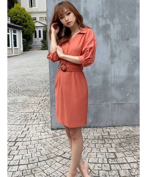 RESEXXY（リゼクシー）の「フロントボタンタイトワンピース（ワンピース・レディース・ベージュ/ブラウン/オレンジ・FREE）」の13枚目の写真