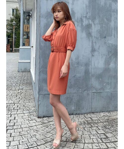 RESEXXY（リゼクシー）の「フロントボタンタイトワンピース（ワンピース・レディース・ベージュ/ブラウン/オレンジ・FREE）」の14枚目の写真