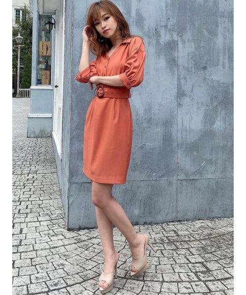 RESEXXY（リゼクシー）の「フロントボタンタイトワンピース（ワンピース・レディース・ベージュ/ブラウン/オレンジ・FREE）」の15枚目の写真