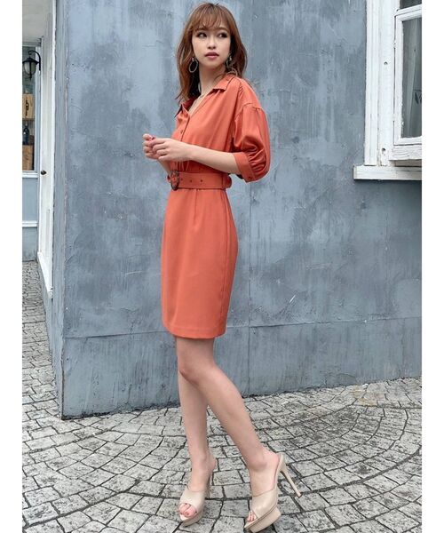 RESEXXY（リゼクシー）の「フロントボタンタイトワンピース（ワンピース・レディース・ベージュ/ブラウン/オレンジ・FREE）」の16枚目の写真
