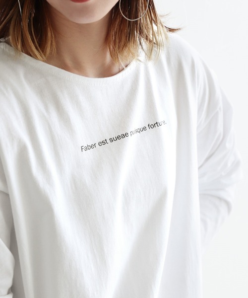 reca(レカ)の「裾ラウンドロゴプリントカットソー(Tシャツ/カットソー・レディース・ホワイト/グレイッシュベージュ/チャコール・FREE)」の9枚目の写真