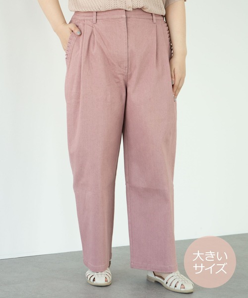 SLURR（スラ―）の「【大きいサイズ】ストレッチタックデニムパンツ（デニムパンツ・レディース・ピンク系その他3/ダークブラウン/インディゴブルー・L）」の3枚目の写真