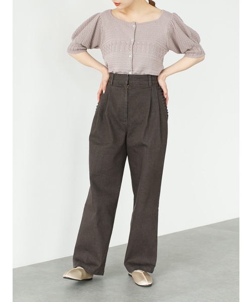 SLURR（スラ―）の「【大きいサイズ】ストレッチタックデニムパンツ（デニムパンツ・レディース・ピンク系その他3/ダークブラウン/インディゴブルー・L）」の7枚目の写真